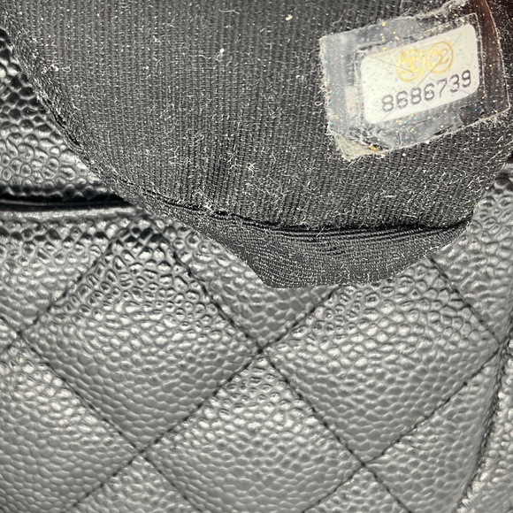 CHANEL BLACK / GOLD HARDWARE CC LOGO QUILTED CAVIAR LEATHER TIMELESS POCHETTE SH - Picture 14 of 16